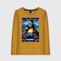 Женский лонгслив Mona Lisa is an avid gamer - cyberpunk