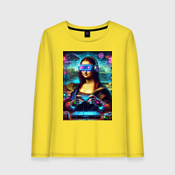 Женский лонгслив Mona Lisa is an avid gamer - cyberpunk