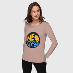 Лонгслив хлопковый женский Neo geo logo, цвет: пыльно-розовый — фото 2