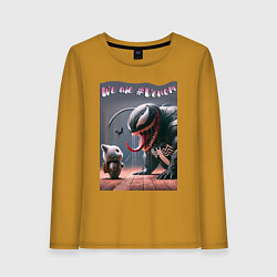 Женский лонгслив Мультяшные Веном и котёнок - мем