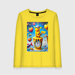 Женский лонгслив Funny Pikachu and fishes - surrealism