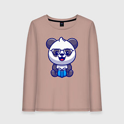 Женский лонгслив Панда с книгой