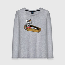 Лонгслив хлопковый женский Death pizza, цвет: меланж