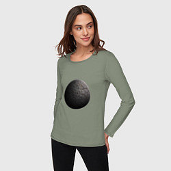 Лонгслив хлопковый женский Планета арт, каменная, цвет: авокадо — фото 2