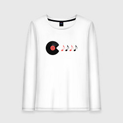 Женский лонгслив Pac-Man ест ноты