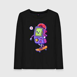Лонгслив хлопковый женский Tetris skater, цвет: черный