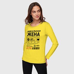 Лонгслив хлопковый женский Идеальная жена, цвет: желтый — фото 2