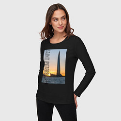 Лонгслив хлопковый женский Небоскреб Лахта центра в Санкт-Петербурге, цвет: черный — фото 2