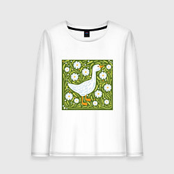 Женский лонгслив Гусь в ромашках