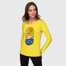 Лонгслив хлопковый женский Sunny ship, цвет: желтый — фото 2