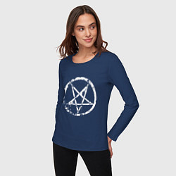 Лонгслив хлопковый женский Star pentagram, цвет: тёмно-синий — фото 2