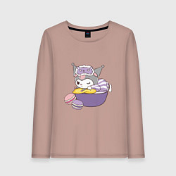 Лонгслив хлопковый женский Куроми с макарунами, цвет: пыльно-розовый