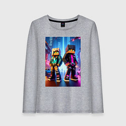 Женский лонгслив Minecraft - characters neon glow