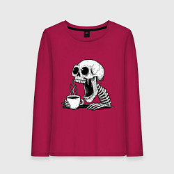 Женский лонгслив Skeleton with coffee