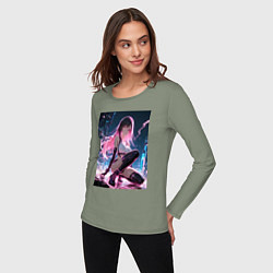 Лонгслив хлопковый женский Тифа Локхарт из Final Fantasy VII в стиле киберпан, цвет: авокадо — фото 2