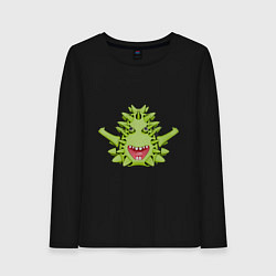 Женский лонгслив Cartoon monster with spikes green