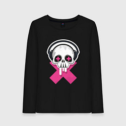 Женский лонгслив Череп в наушниках