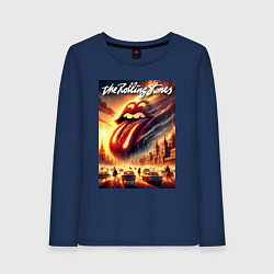 Лонгслив хлопковый женский Logo of the Rollings Stones, цвет: тёмно-синий