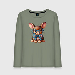 Женский лонгслив Кролик мальчик в очках