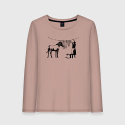 Лонгслив хлопковый женский Banksy zebra, цвет: пыльно-розовый