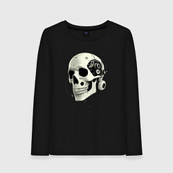 Женский лонгслив Кибернетический череп с проводами