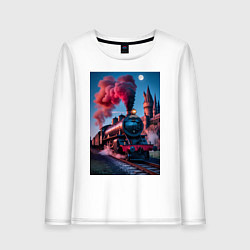 Лонгслив хлопковый женский Хогвартс-Экспресс, цвет: белый