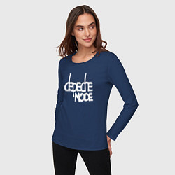 Лонгслив хлопковый женский Depeche Mode - exciter logo, цвет: тёмно-синий — фото 2