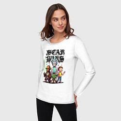 Лонгслив хлопковый женский Yoda and Chewbacca are friends of Rick and Morty -, цвет: белый — фото 2