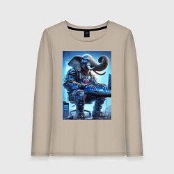 Лонгслив хлопковый женский Слоняра киберспортсмен - киберпанк, цвет: миндальный