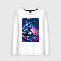 Женский лонгслив Cyber panther is esports player - neon glow