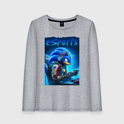 Женский лонгслив Hedgehog Sonic is esports player - neon glow