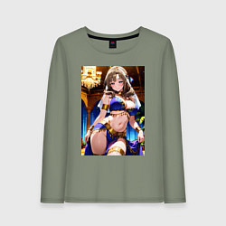 Лонгслив хлопковый женский Mamako oosuki в одежде танцощицы, цвет: авокадо