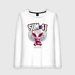 Лонгслив хлопковый женский Sum 41 розовый кролик, цвет: белый