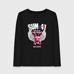 Лонгслив хлопковый женский Sum 41 розовый кролик, цвет: черный