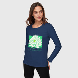 Лонгслив хлопковый женский The white lotus-green, цвет: тёмно-синий — фото 2