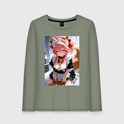 Лонгслив хлопковый женский Фейт Тамамо в костюме горничной, цвет: авокадо