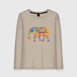 Лонгслив хлопковый женский Батик слон индийский, цвет: миндальный