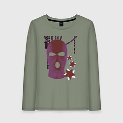 Лонгслив хлопковый женский Розовая гранж Y2K балаклава, цвет: авокадо