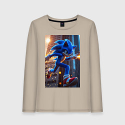 Женский лонгслив Соник убегает от летящих ракет