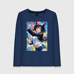 Женский лонгслив Позитивная лисичка поднимающая настроение