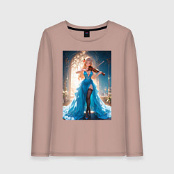 Женский лонгслив Девушка в вечернем платье играет на скрипке