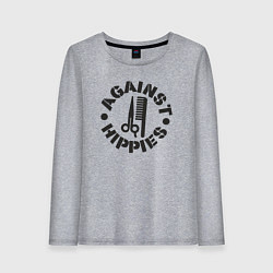 Лонгслив хлопковый женский Я против хиппи, цвет: меланж