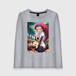 Лонгслив хлопковый женский Джесси и Мяут на пикнике, цвет: меланж