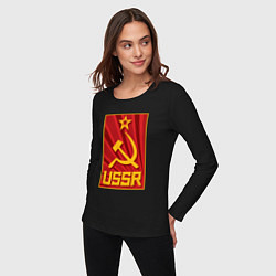 Лонгслив хлопковый женский USSR style, цвет: черный — фото 2