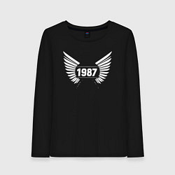 Лонгслив хлопковый женский Белые крылья 1987, цвет: черный