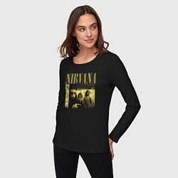 Лонгслив хлопковый женский Nirvana foto band, цвет: черный — фото 2