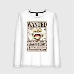 Лонгслив хлопковый женский Луффи гир 5, цвет: белый