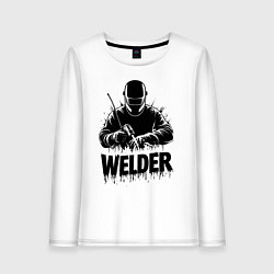 Лонгслив хлопковый женский Газосварщик, цвет: белый