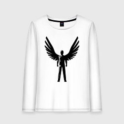 Лонгслив хлопковый женский Крылатый строитель, цвет: белый