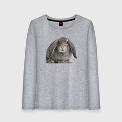 Лонгслив хлопковый женский Серый пушистый кролик, цвет: меланж